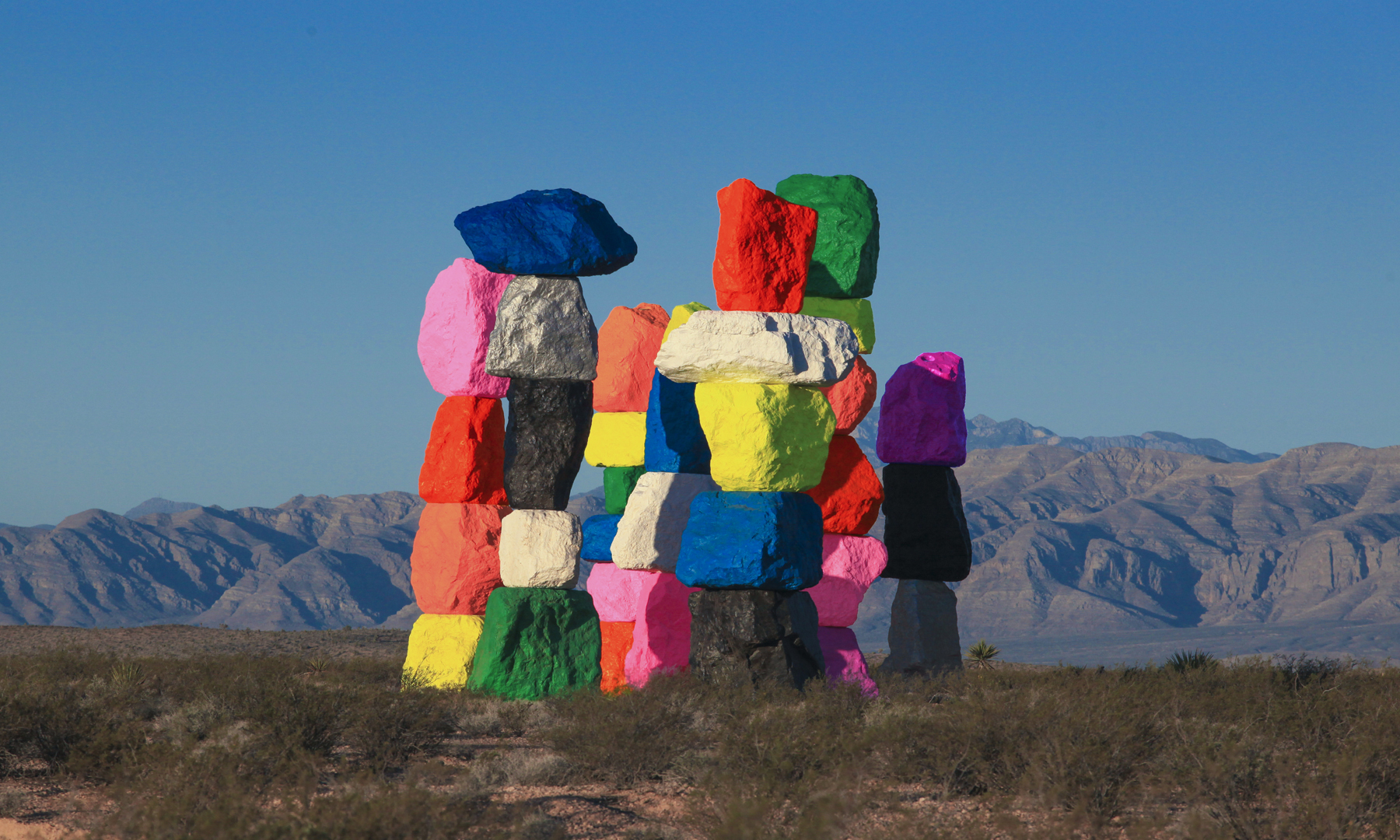 Ugo Rondinone’s Seven Magic Mountains art installation in Las Vegas.